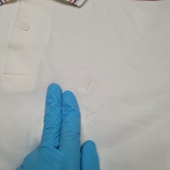 VTG 80s Jantzen Made in USA Polo Shirt Mens Medium Color Block Stripe Knit - Picture 3 of 9